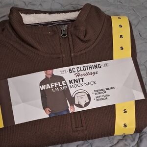 BC Clothing Men's Brown Waffle Knit Zip-Up Sweater